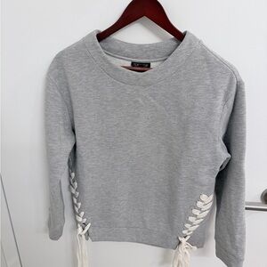Topshop Light Gray Lace-Up Sweatshirt